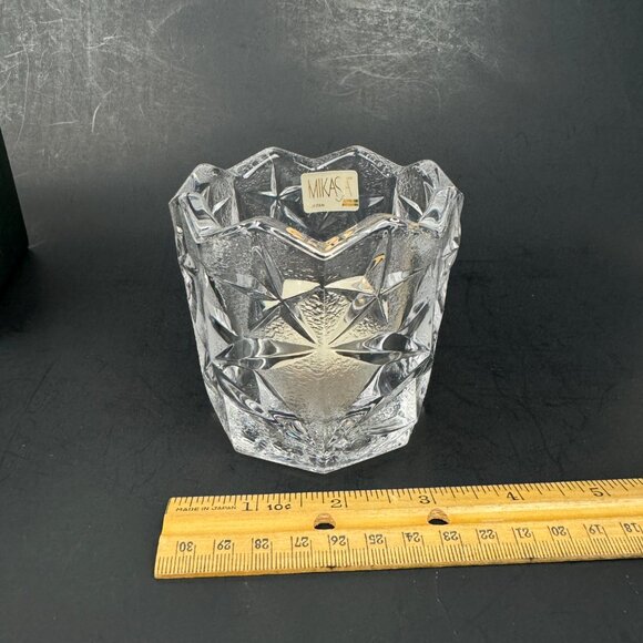 Vtg Mikasa Starglow Votive Candleholder Clear Frosted Glass Textured WY372/610 - Picture 4 of 11